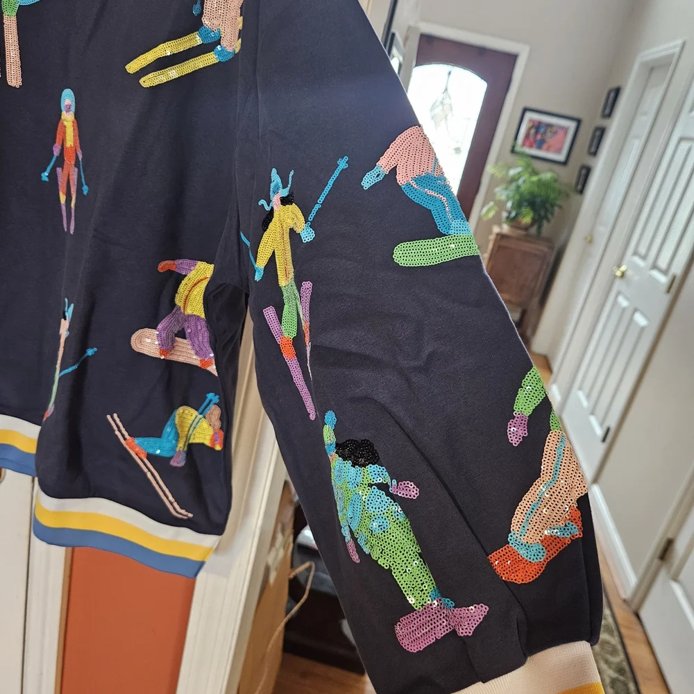 QUEEN OF SPARKLES Navy and Yellow Sweatshirt - Picture 4 of 5